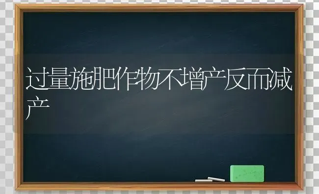 过量施肥作物不增产反而减产 | 种植肥料施肥