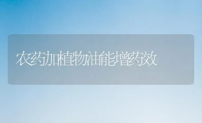 农药加植物油能增药效 | 种植病虫害防治