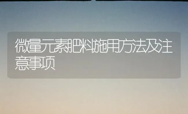 微量元素肥料施用方法及注意事项 | 种植肥料施肥