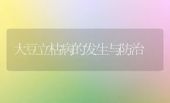 大豆立枯病的发生与防治 | 粮油作物种植