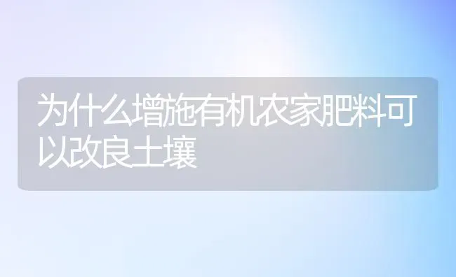 为什么增施有机农家肥料可以改良土壤 | 种植肥料施肥