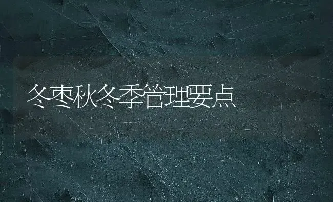冬枣秋冬季管理要点 | 瓜果种植