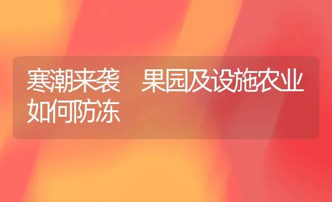 寒潮来袭 果园及设施农业如何防冻 | 瓜果种植