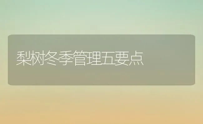 梨树冬季管理五要点 | 瓜果种植