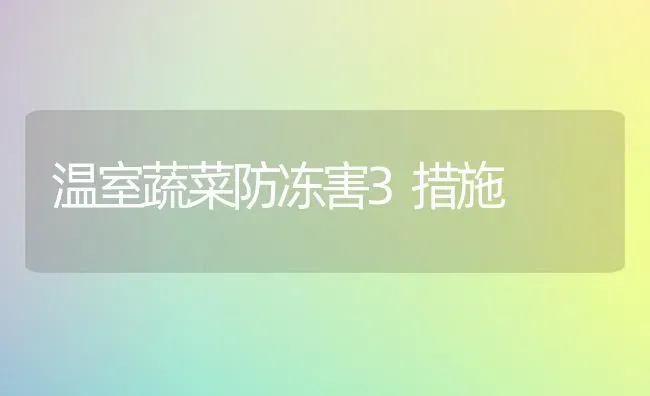 温室蔬菜防冻害3措施 | 蔬菜种植
