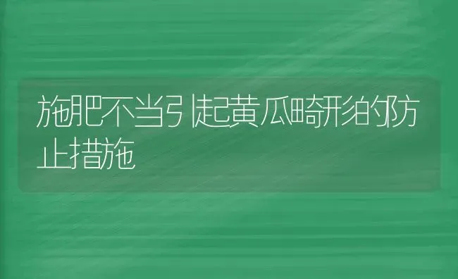 施肥不当引起黄瓜畸形的防止措施 | 种植肥料施肥