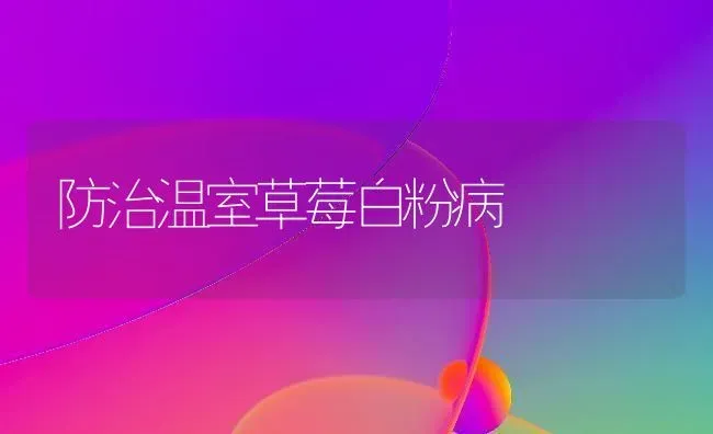 防治温室草莓白粉病 | 瓜果种植