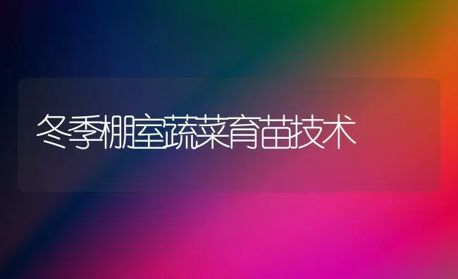 冬季棚室蔬菜育苗技术 | 蔬菜种植