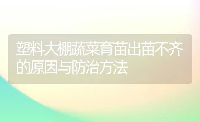 塑料大棚蔬菜育苗出苗不齐的原因与防治方法 | 蔬菜种植