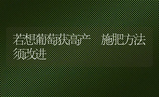 若想葡萄获高产 施肥方法须改进 | 种植肥料施肥