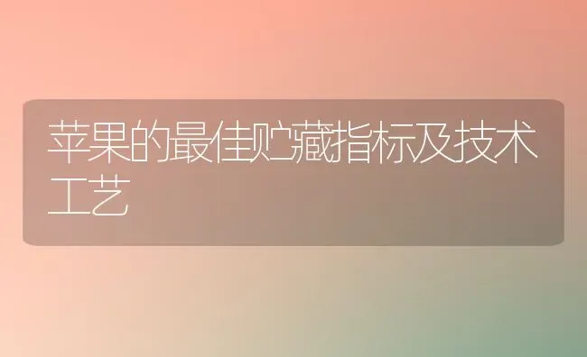 苹果的最佳贮藏指标及技术工艺 | 瓜果种植