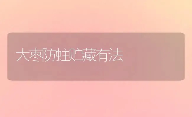 大枣防蛀贮藏有法 | 瓜果种植