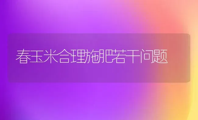 春玉米合理施肥若干问题 | 种植肥料施肥