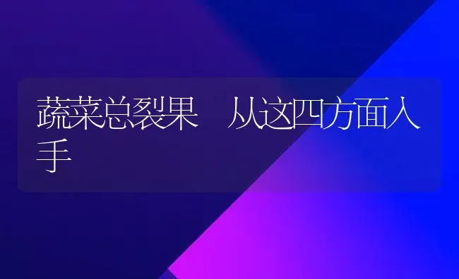 蔬菜总裂果 从这四方面入手 | 蔬菜种植