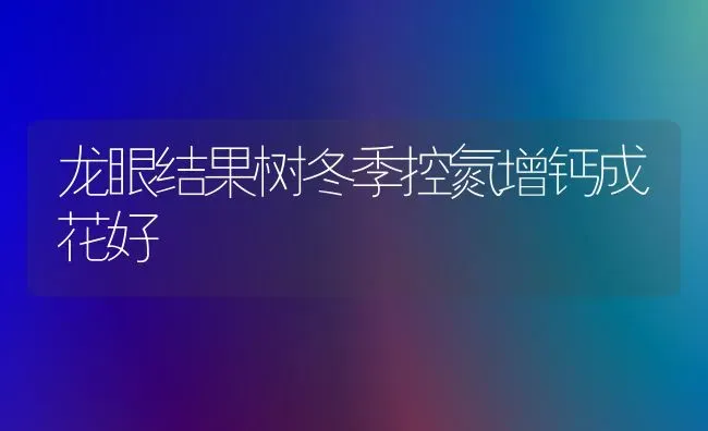 龙眼结果树冬季控氮增钙成花好 | 瓜果种植