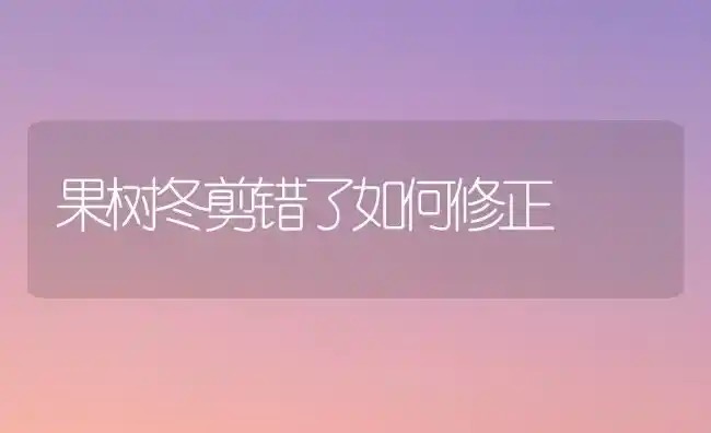 果树冬剪错了如何修正 | 瓜果种植