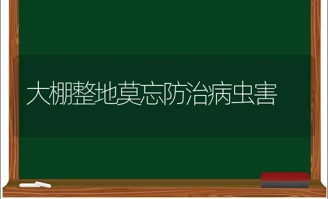 大棚整地莫忘防治病虫害 | 种植病虫害防治