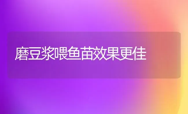 磨豆浆喂鱼苗效果更佳 | 瓜果种植