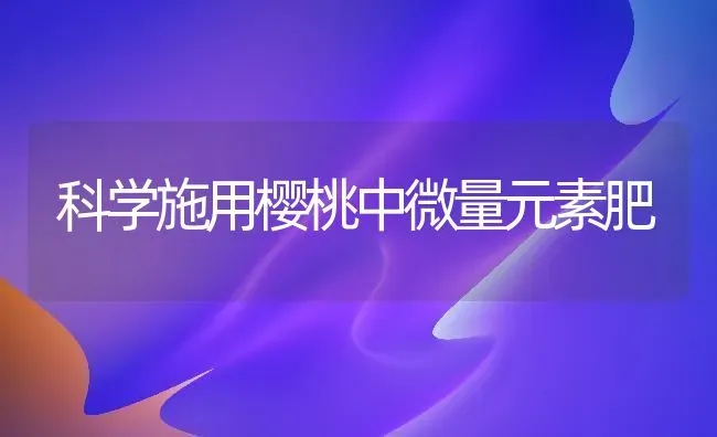 科学施用樱桃中微量元素肥 | 瓜果种植