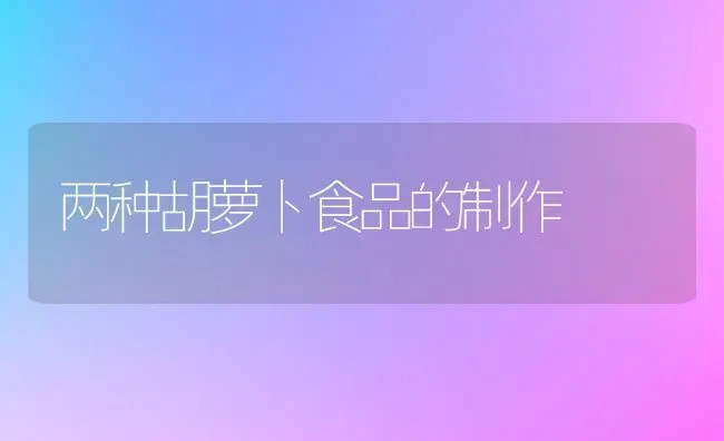 两种胡萝卜食品的制作 | 蔬菜种植