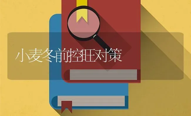 小麦冬前控旺对策 | 粮油作物种植