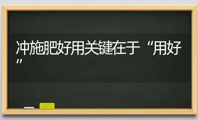 冲施肥好用关键在于“用好” | 种植肥料施肥