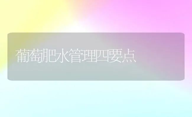 葡萄肥水管理四要点 | 瓜果种植