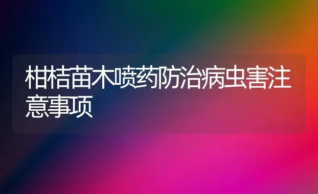 柑桔苗木喷药防治病虫害注意事项 | 种植病虫害防治