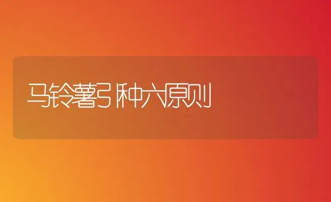 马铃薯引种六原则 | 粮油作物种植