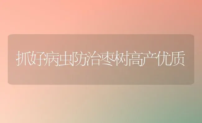 抓好病虫防治枣树高产优质 | 瓜果种植