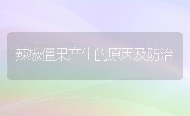 辣椒僵果产生的原因及防治 | 瓜果种植