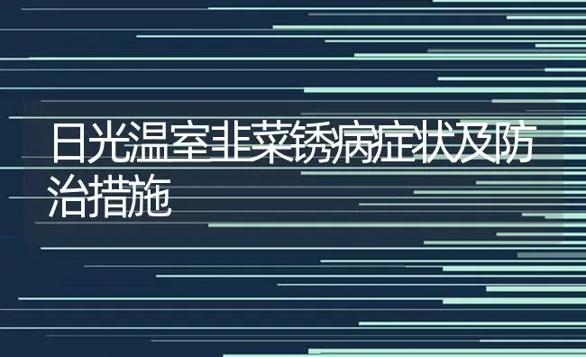 日光温室韭菜锈病症状及防治措施 | 蔬菜种植