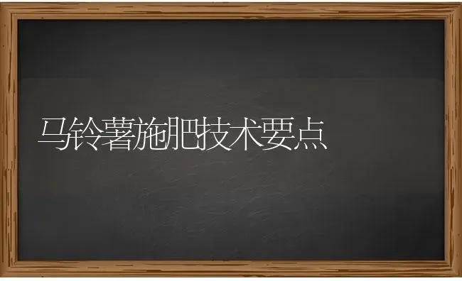 马铃薯施肥技术要点 | 种植肥料施肥