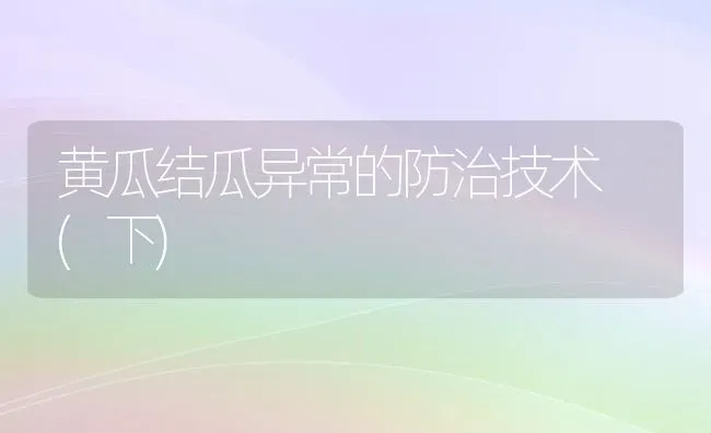 黄瓜结瓜异常的防治技术 (下) | 蔬菜种植