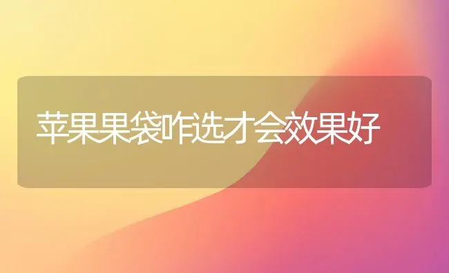 苹果果袋咋选才会效果好 | 瓜果种植