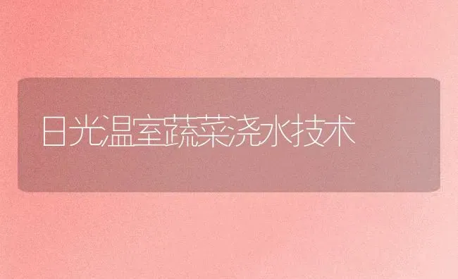 日光温室蔬菜浇水技术 | 蔬菜种植