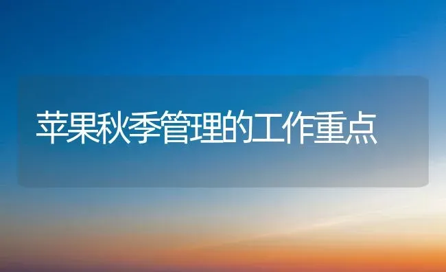 苹果秋季管理的工作重点 | 瓜果种植