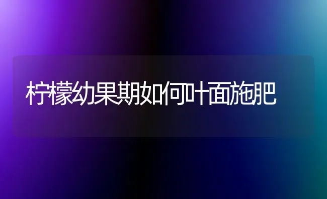 柠檬幼果期如何叶面施肥 | 瓜果种植