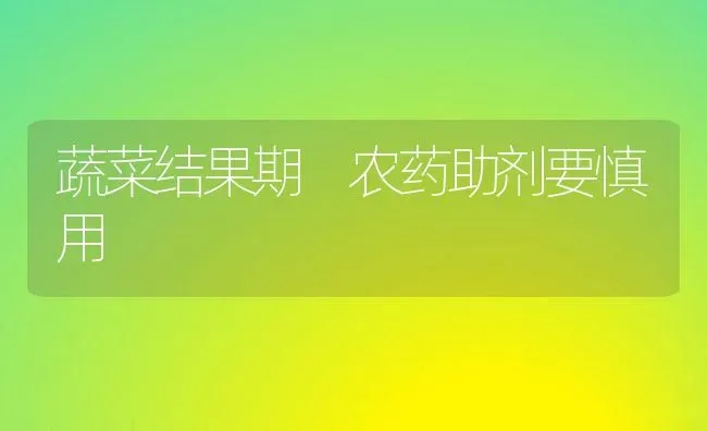 蔬菜结果期 农药助剂要慎用 | 蔬菜种植