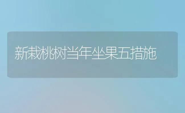 新栽桃树当年坐果五措施 | 瓜果种植