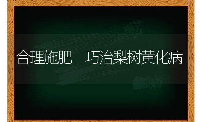 合理施肥 巧治梨树黄化病 | 种植肥料施肥