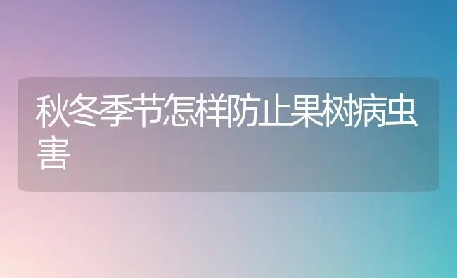 秋冬季节怎样防止果树病虫害 | 瓜果种植