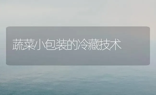 蔬菜小包装的冷藏技术 | 蔬菜种植