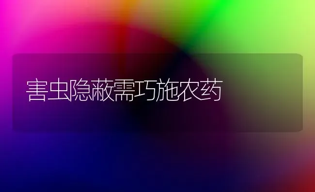 害虫隐蔽需巧施农药 | 种植病虫害防治