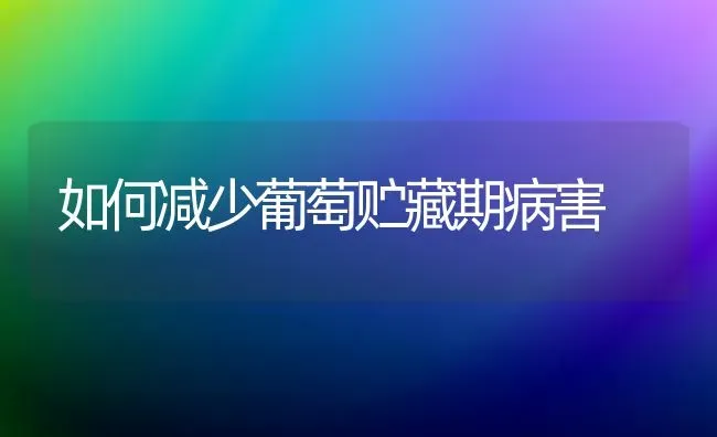 如何减少葡萄贮藏期病害 | 瓜果种植
