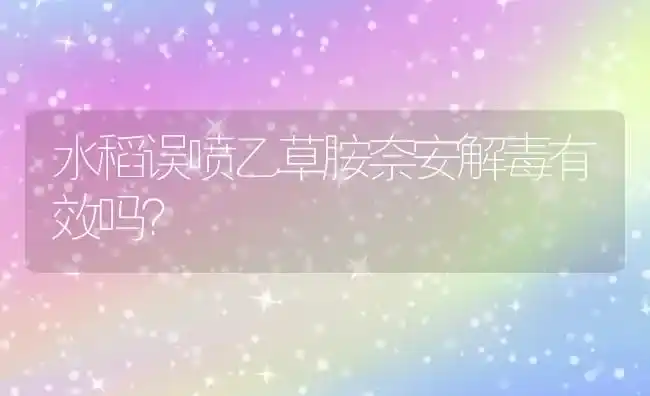 水稻误喷乙草胺奈安解毒有效吗？ | 粮油作物种植