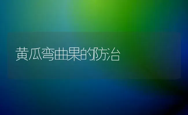 黄瓜弯曲果的防治 | 瓜果种植