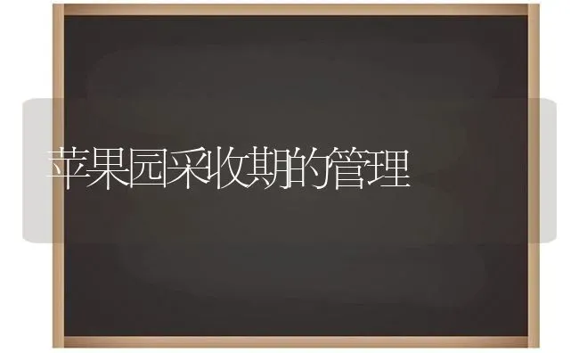 苹果园采收期的管理 | 瓜果种植