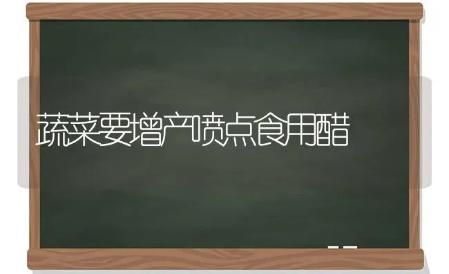 蔬菜要增产喷点食用醋 | 蔬菜种植