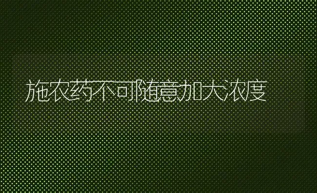 施农药不可随意加大浓度 | 种植病虫害防治